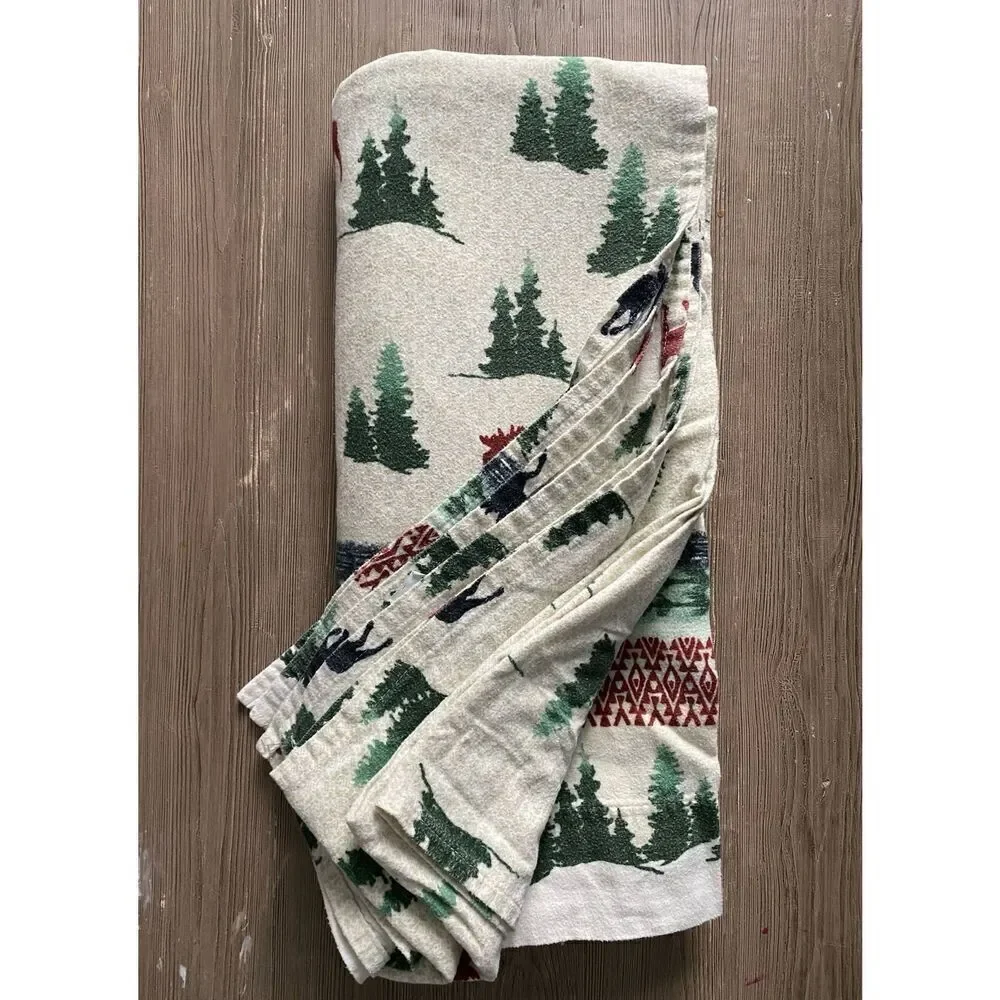 West Point Stevens Winter Caribou Flannel Bed Flat Top Sheet